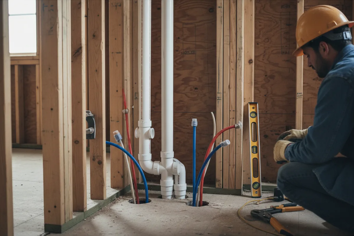Drain and supply rough-in during Drain Cleaning in Perryman
