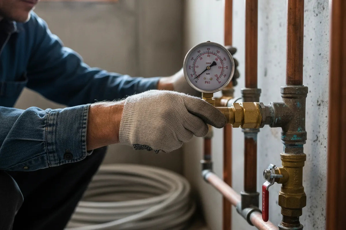 Pressure testing a repaired line during Water Line Repair in Perryman